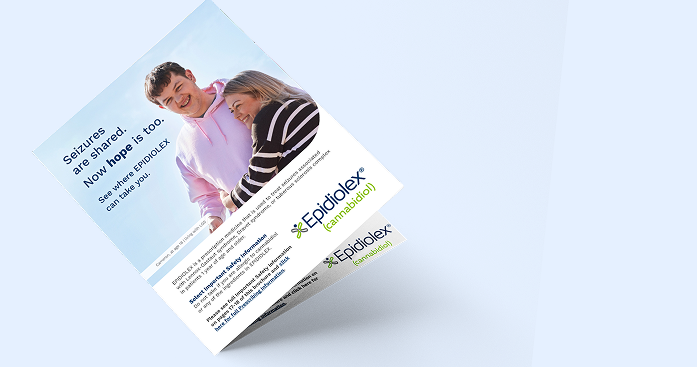 Brochure about the first and only FDA-approved prescription CBD to treat seizures associated with LGS, Dravet syndrome, and TSC